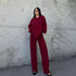 WOMEN KNITTED DISTRESSED CO-ORD SET - WINE RED